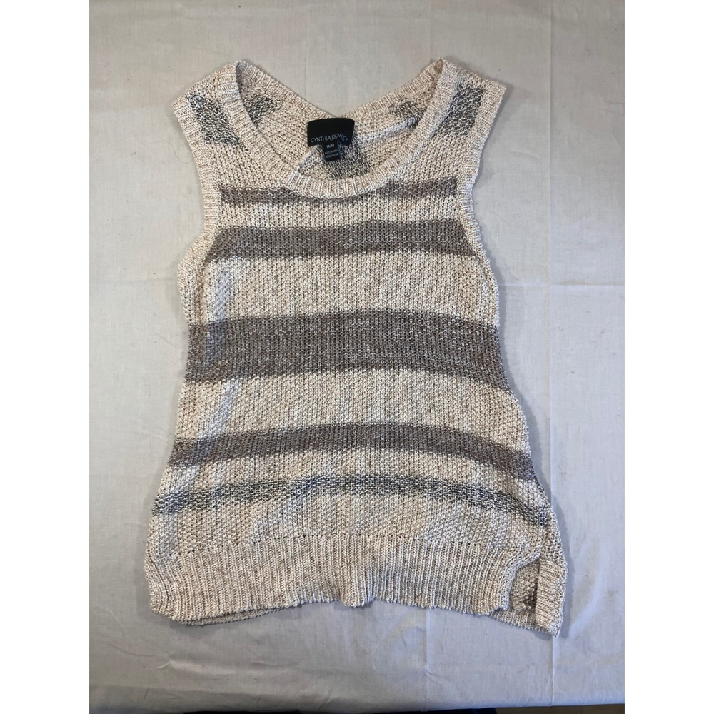 Cynthia Rowley‎ Striped Knit Sleeveless Cross Back Sweater Tank Top M/M